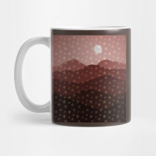 Brown Earthy Starry Mountains and Moon Abstract Mug